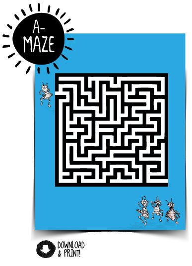 White maze on blue background with Lenny + Friends around it and A-Maze in corner