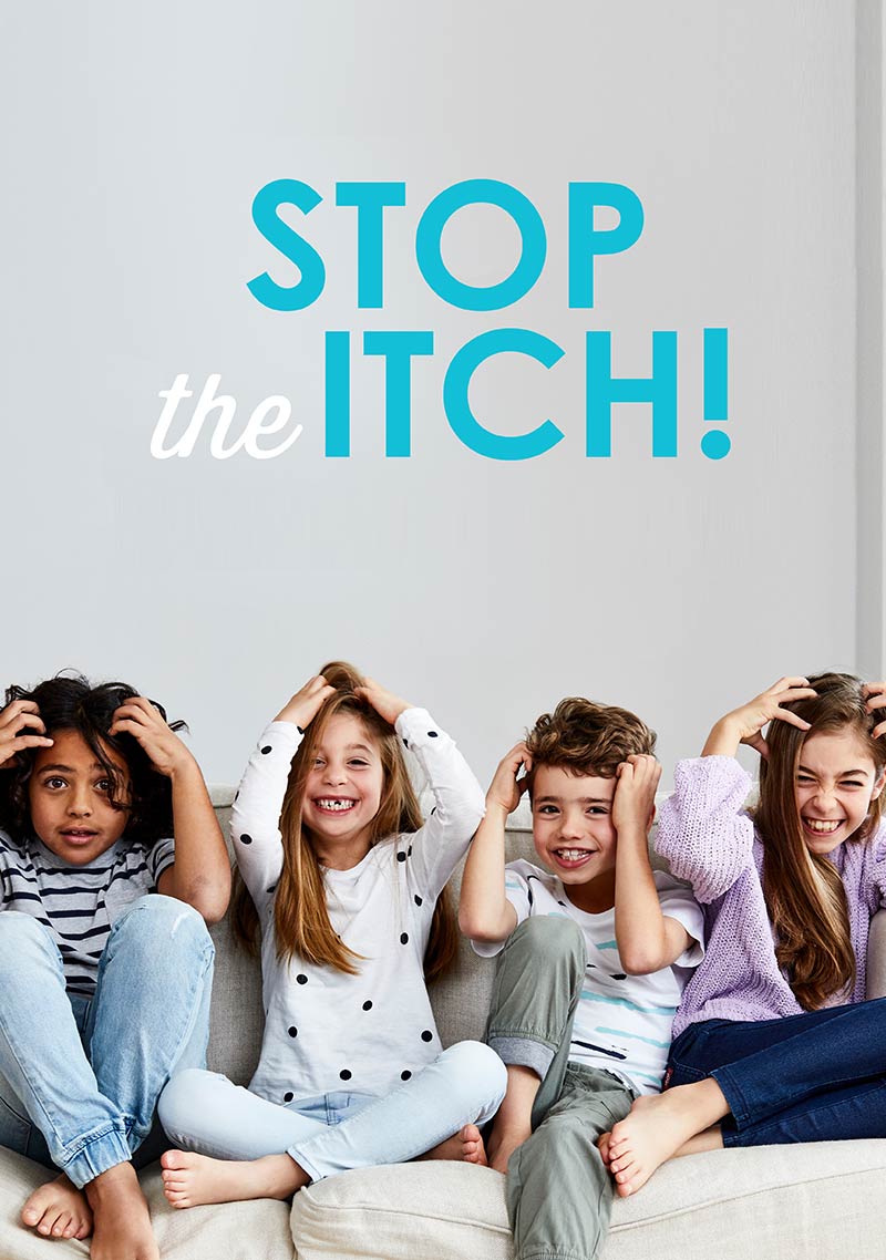 Stop the Itch! | Four kids on couch scratching hair